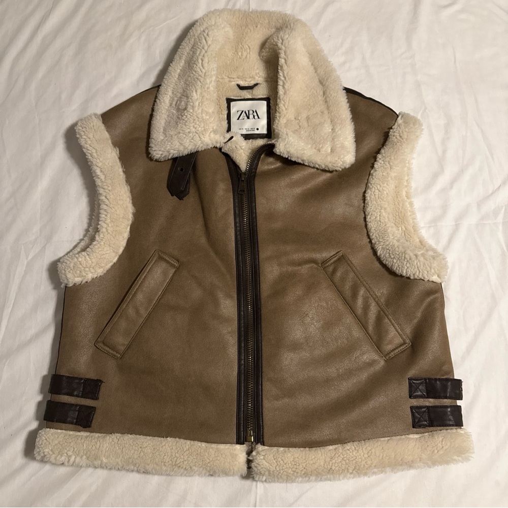 Zara Cream Sherpa Jacket Vest